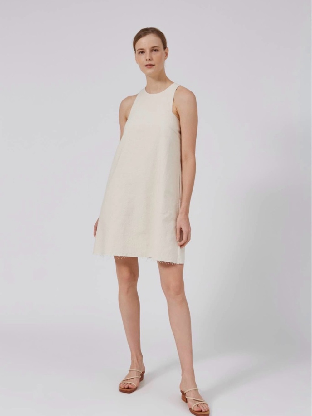 Aritzia Lightweight White Linen A-Line Pocket Dress - Picture 2 of 7